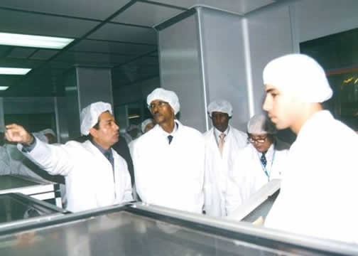 The president of Rwanda at Minapharm biotechnology factory guided by Dr. Wafik Bardissi